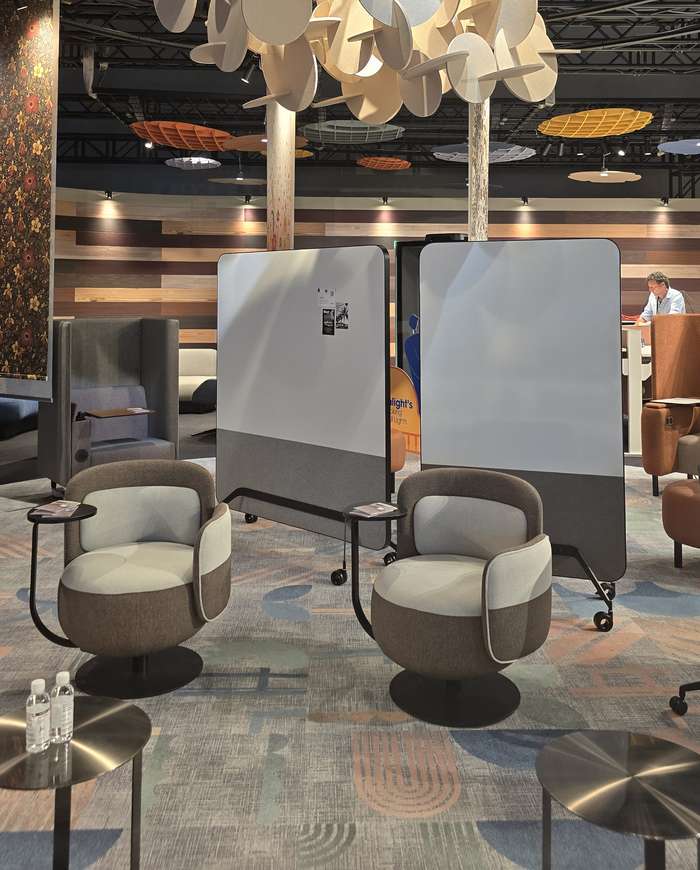 Orbit mobile panels by NOVA in a lounge setting at the World of Works showcase, ARCHIDEX 2026
